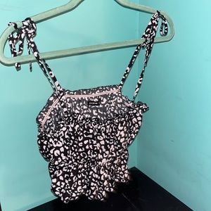 Shein cheetah print bandeau tie shoulder top- Size Medium